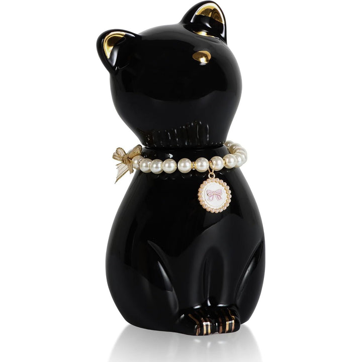 Cat Urns for Ashes, Elegant Ceramics Pets Cremation Keepsake, Black Pet Urns for Cats Memorial Box with Personalized Necklace (20lbs) - Just Closeouts Canada Inc.