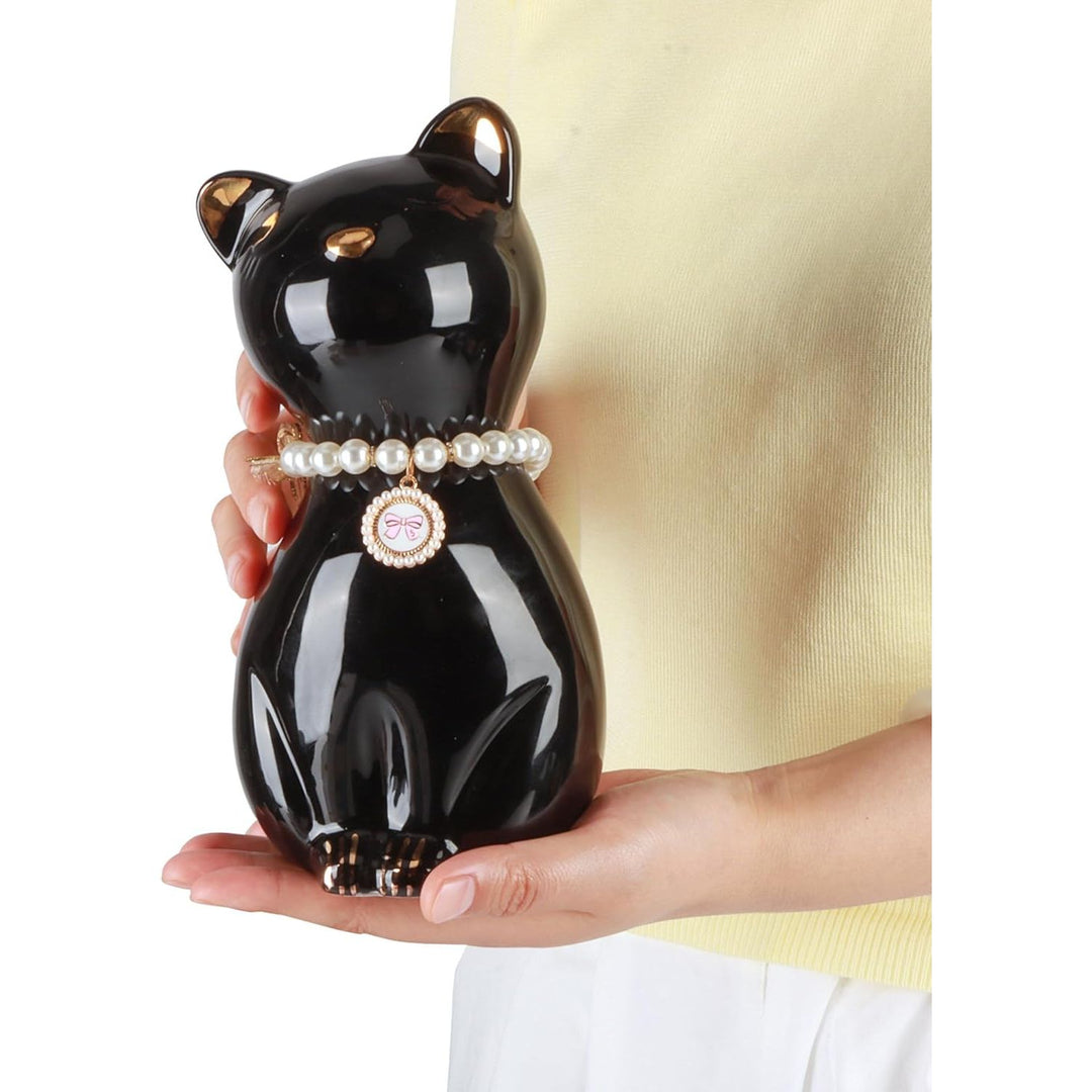 Cat Urns for Ashes, Elegant Ceramics Pets Cremation Keepsake, Black Pet Urns for Cats Memorial Box with Personalized Necklace (20lbs) - Just Closeouts Canada Inc.