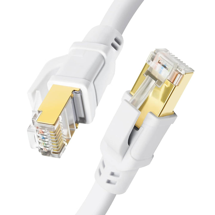 CAT8 Ethernet Cable 6ft, High Speed Network Cable 40Gbps 2000MHz SFTP LAN Internet Cable CAT8 with Gold Plated RJ45 for Router, Modem, Gaming, X Box, PCs, Laptops (6ft/1.83m, White) - Just Closeouts Canada Inc.