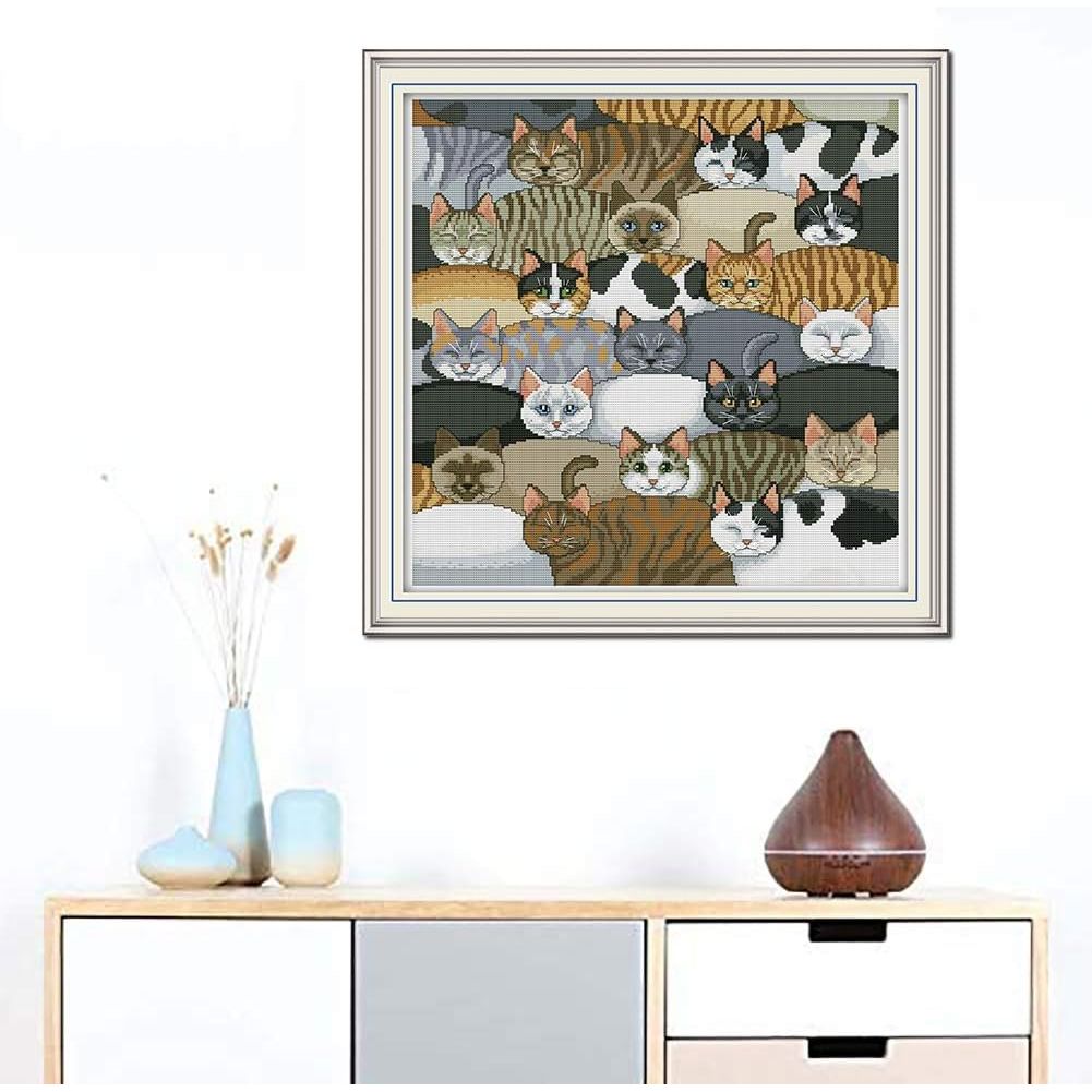 Cats Stamped Cross-Stitch Kit, 11-Count, 23.2 x 22.8 in - Just Closeouts Canada Inc.X003354K6Z