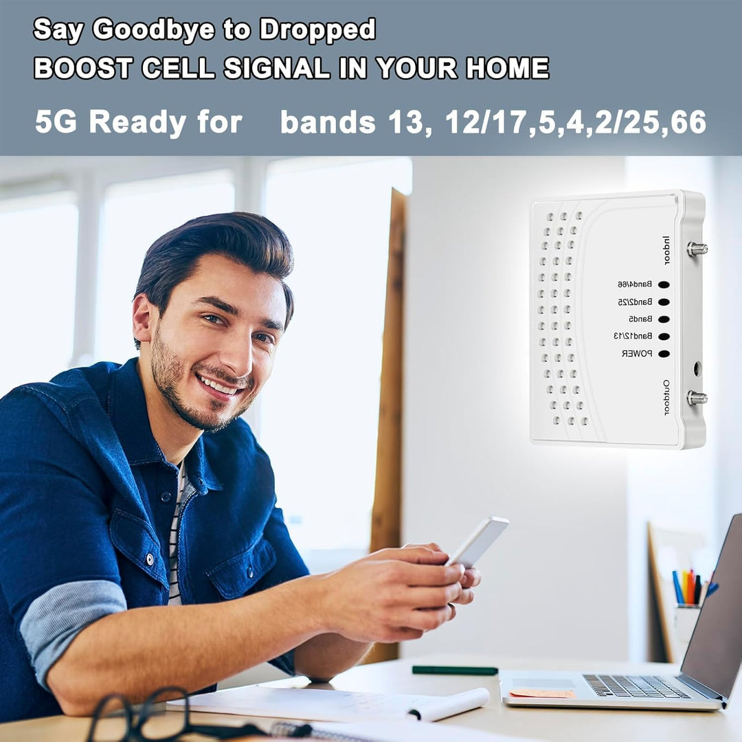 Cell Phone Booster for Home & Office with Band 66/2/4/5/12/17/13/25 for All Canadian Carriers | Up to 6000 Sq Ft | Boost 4G/5G Data Signal | ISED Approved - Just Closeouts Canada Inc.