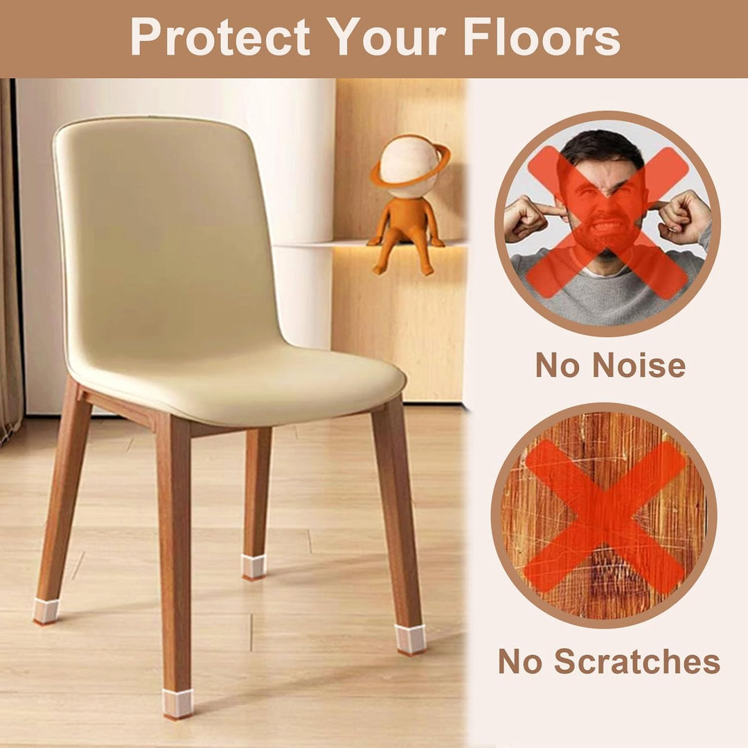 Chair Leg Floor Protectors Square for Hardwood Floors Silicone Covers to Protect Wood Tile Floors Scratches Felt Pads Furniture Leg Caps No Noise Clear - 20 Pcs (Fit:3/4" to 1 - 1/16") - Just Closeouts Canada Inc.X004VJAKIJ