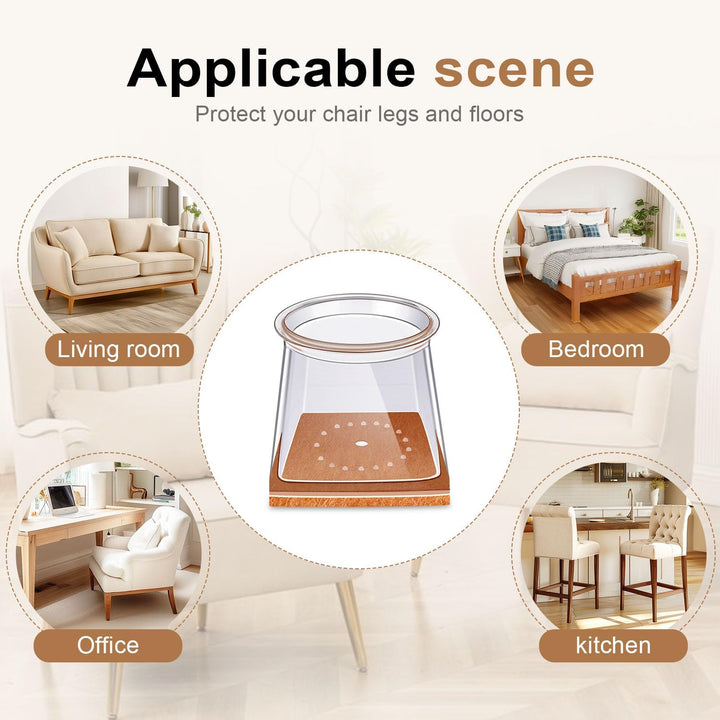 Chair Leg Floor Protectors Square for Hardwood Floors Silicone Covers to Protect Wood Tile Floors Scratches Felt Pads Furniture Leg Caps No Noise Clear - 20 Pcs (Fit:3/4" to 1 - 1/16") - Just Closeouts Canada Inc.X004VJAKIJ