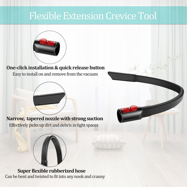 Charlux 22.6" Flexible Crevice Tool for Dyson V7 V8 V10 V11 V12 V15 Gen5 Cordless Vacuum Cleaner, Vacuum Accessories Attachment for Dryer Vent, Car Detailing, Gaps and Corners Cleaning - 22.6 Inches - Just Closeouts Canada Inc.