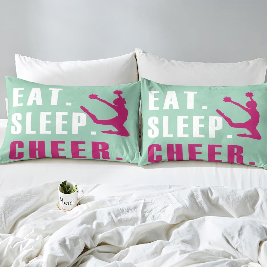 Cheer Duvet Cover Girls Cheerleading Bedding Set for Kids Teens Room Cheeleader Decor Comforter Cover Set Bright Bedspread Cover 3Pcs Zipper Queen Size - Just Closeouts Canada Inc.X003L5NMNT