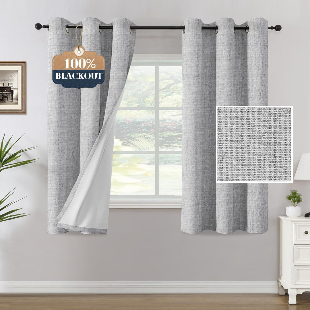 Chenille Blackout Curtains, Heather Glacier Gray, 42 x 63 in, 2 Panels - Just Closeouts Canada Inc.
