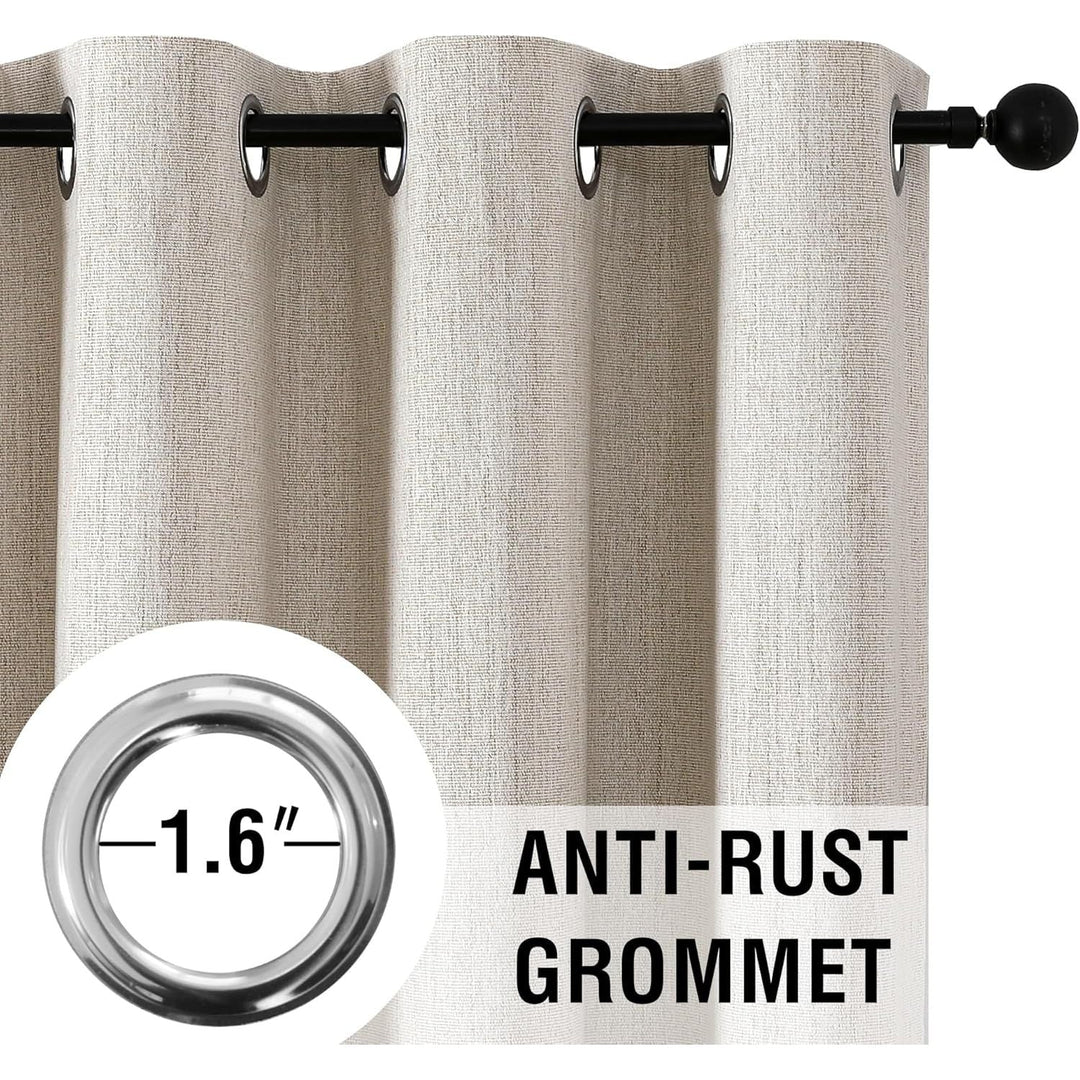 Chenille Blackout Grommet Curtains, Heather Natural, 42 x 84 in, 2 Panels - Just Closeouts Canada Inc.