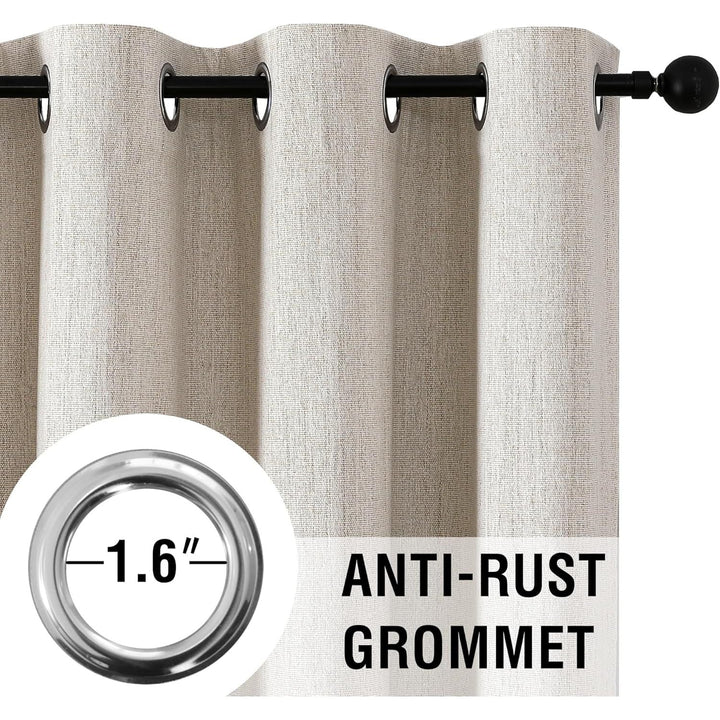 Chenille Blackout Grommet Curtains, Heather Natural, 42 x 84 in, 2 Panels - Just Closeouts Canada Inc.