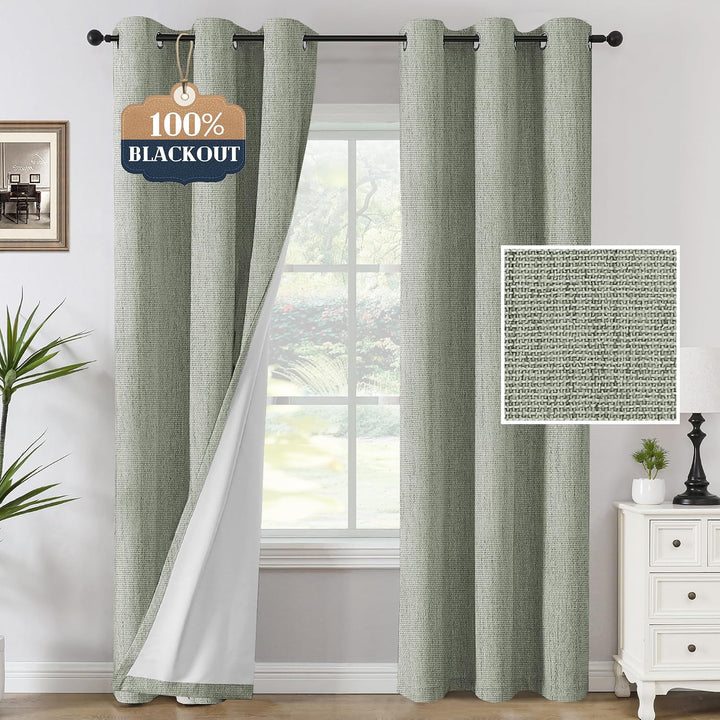 Chenille Blackout Grommet Curtains, Heather Sage, 42 x 84 in, 2 Panels - Just Closeouts Canada Inc.