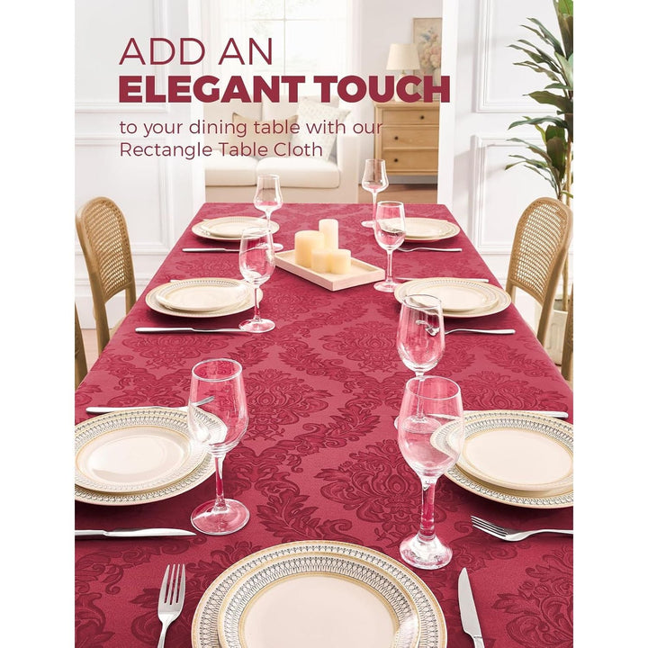 Christmas Red Floral Table Cloth Rectangular 60 x 104 Inch (8-10 Seats), Waterproof Decorative Washable Damask Tablelcoth Cover for Dining Kitchen Buffet Table,Wedding Indoor Outdoor Party - Just Closeouts Canada Inc.X004O3WA7B