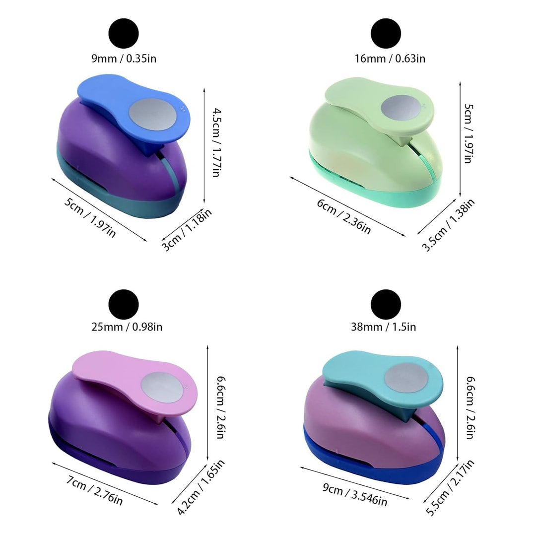 Circle Punch 4 Pieces (1.5 Inch, 1 Inch, 5/8 Inch, 3/8 Inch) Craft Round Shape Punch Scrapbook Paper Cutter Round Shape Cutter Paper Crafts Puncher Handmade Hole Scrapbooking Punches - Just Closeouts Canada Inc.