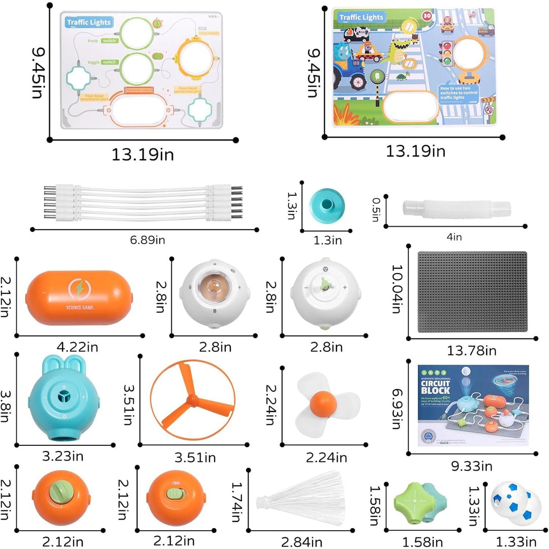 Circuits Science Kit for Kids Ages 3 - 12 | 64 STEM Projects with 25 Electronic Parts | No Soldering, Kids Circuit Board Kit with Fan, RGB Lights| Educational STEM Toy Gift for Boys & Girls 6 - 8 - Just Closeouts Canada Inc.