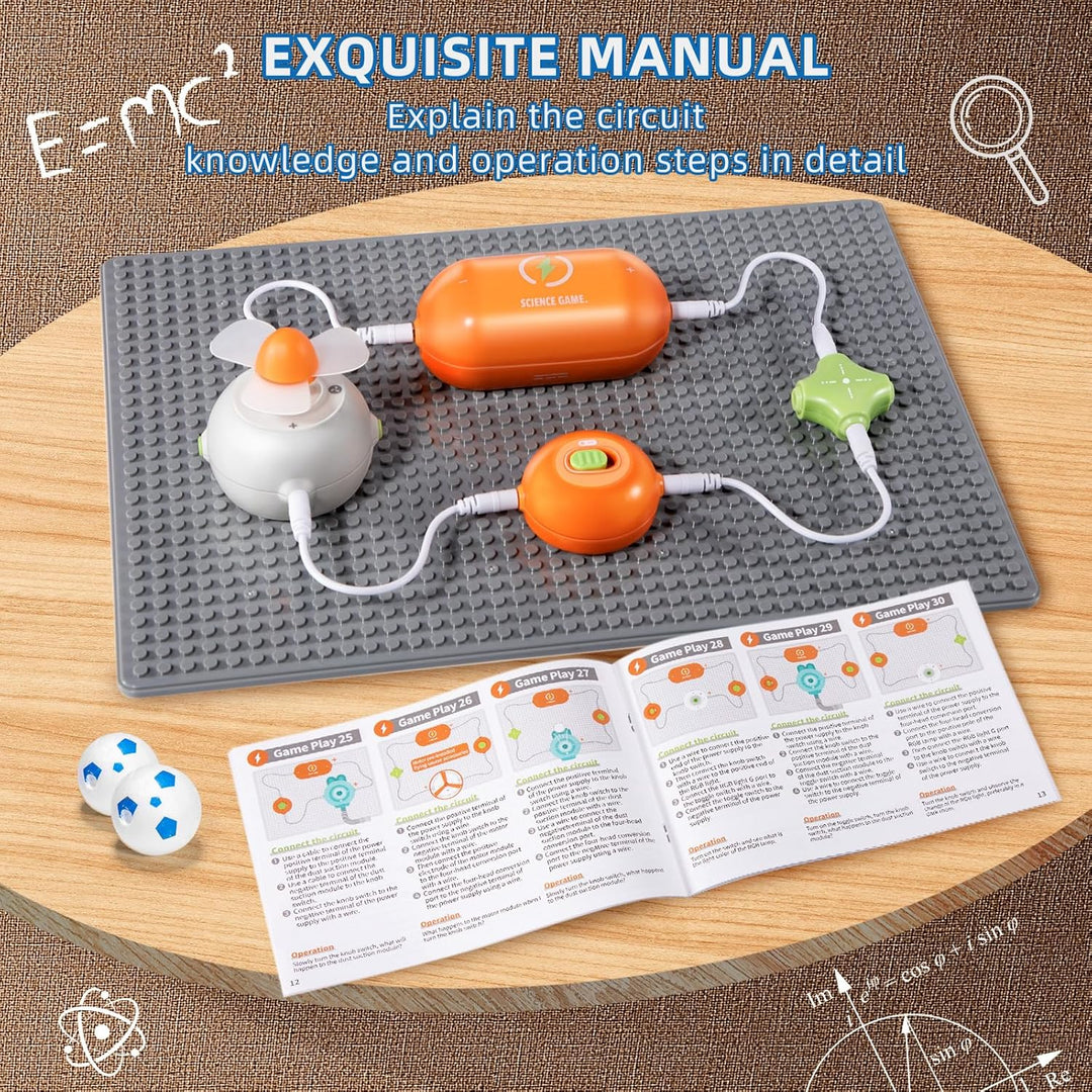 Circuits Science Kit for Kids Ages 3 - 12 | 64 STEM Projects with 25 Electronic Parts | No Soldering, Kids Circuit Board Kit with Fan, RGB Lights| Educational STEM Toy Gift for Boys & Girls 6 - 8 - Just Closeouts Canada Inc.