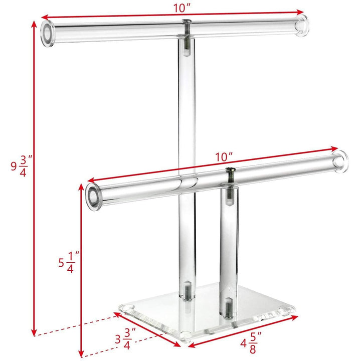 Clear Acrylic Two-Tier T-Bar Jewelry Display Stand - Just Closeouts Canada Inc.X003I900PL