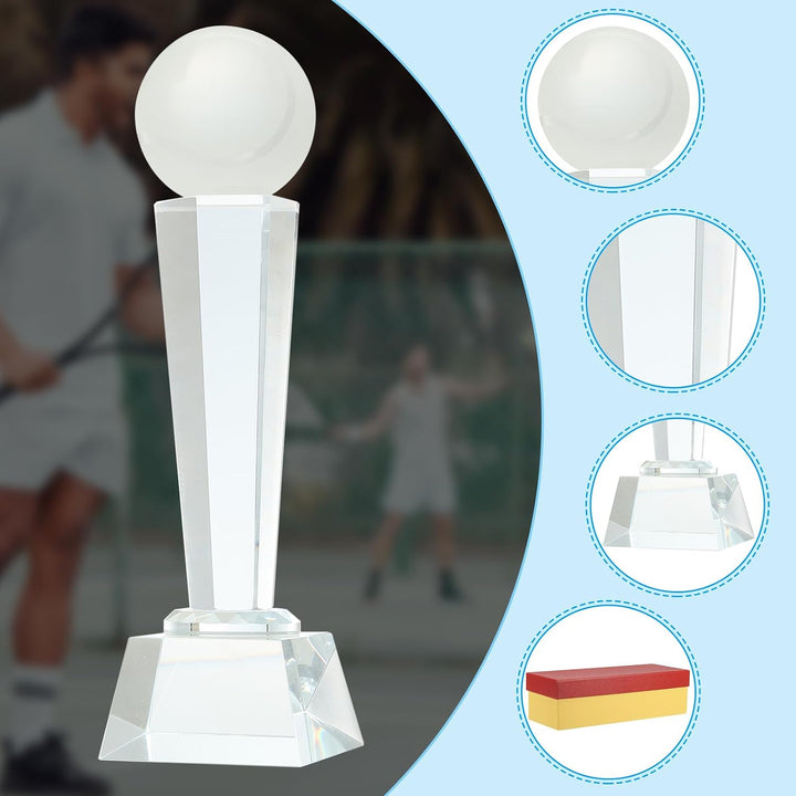 Clear Crystal Glass Tennis Trophies with Gift Boxes, 9 x 2.8 in, 2-Pack - Just Closeouts Canada Inc.