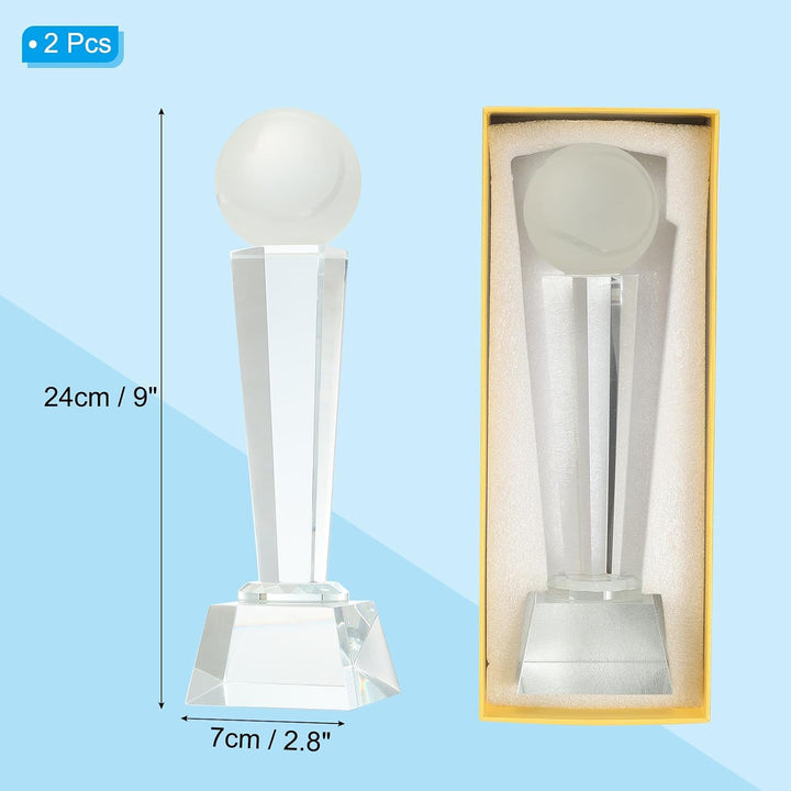 Clear Crystal Glass Tennis Trophies with Gift Boxes, 9 x 2.8 in, 2-Pack - Just Closeouts Canada Inc.