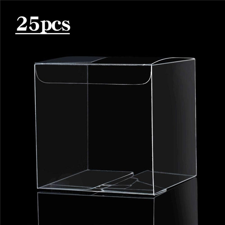 Clear Gift Boxes 4" x 4" x 4" - 25 Pack, Clear PVC Plastic Boxes Transparent Packing Box Favor Square Boxes for Thanksgiving, Christmas, Wedding, Party, Birthday, Candy, Coffee & Tea, - Just Closeouts Canada Inc.