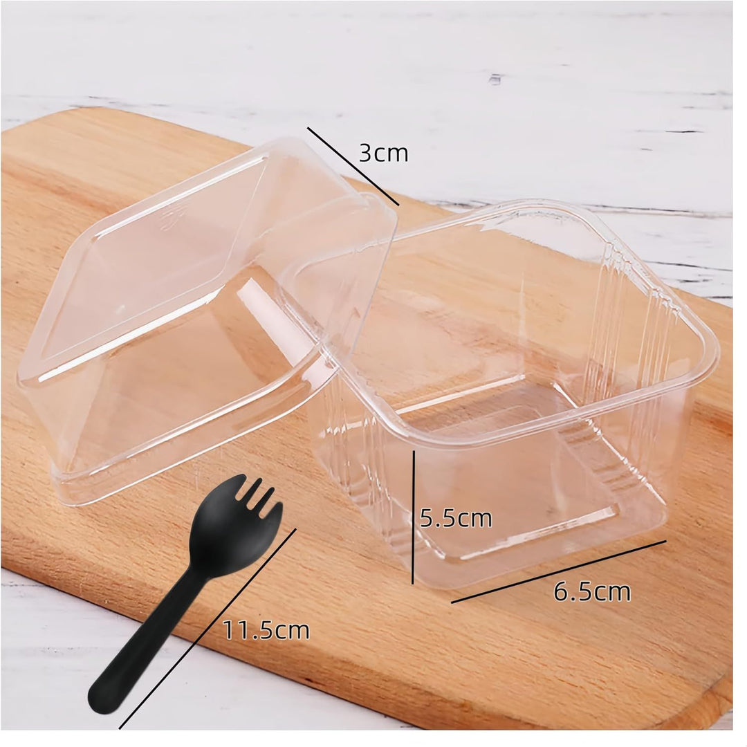 Clear Square Dessert Cups with Lids and Sporks, 8 oz, 50-Pack - Just Closeouts Canada Inc.