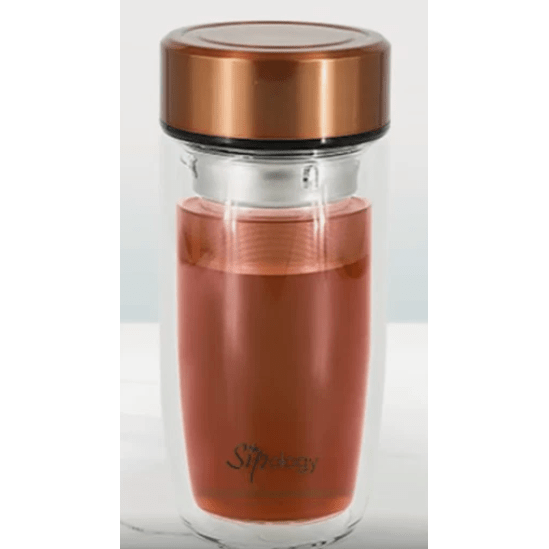 Clearly Personal Tumbler Copper Double Wall Glass Tea Infuser, 350ml - Just Closeouts Canada Inc.9594