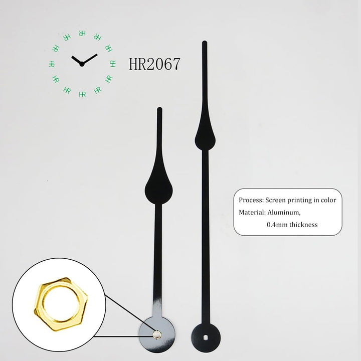 Black aluminum clock hand detail