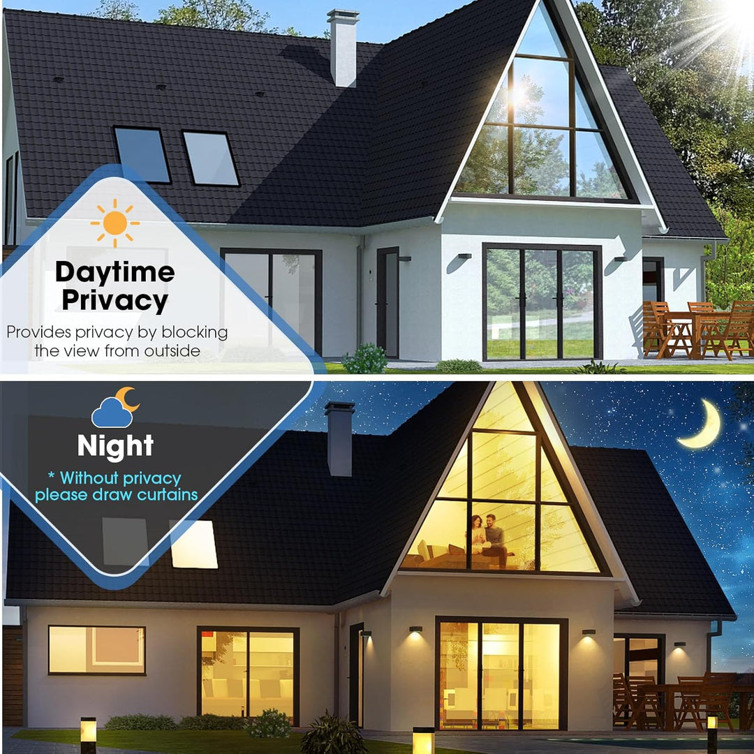 Coavas One Way Window Films for Privacy with Tools, Sun Blocking Mirror Window Tint for Home, Daytime Reflective Removable UV Heat Control Window Coverings, 17.5 x 78.7 in, Silver Black - Just Closeouts Canada Inc.
