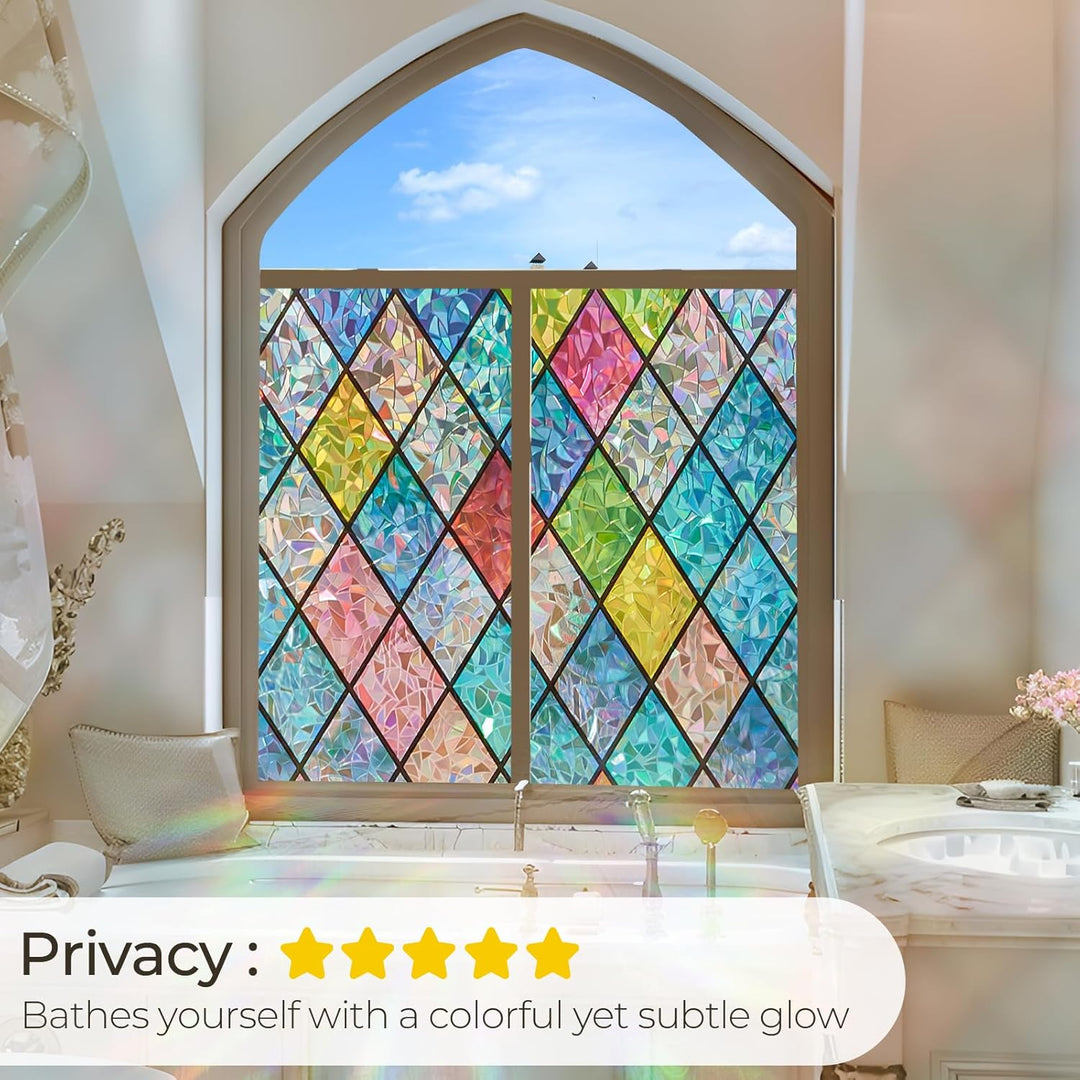 Stained Glass Window Film, Window Films for Privacy 3D Rainbow Window ...