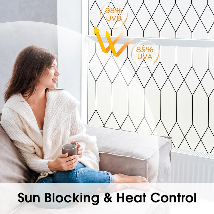 Coavas Window Films for Privacy, Frosted Glass Static Cling Window Stickers Non Adhesive, Decorative Window Coverings Sun Blocking Window Tint for Home Office Door 29.5 x 78.7 in, 75 x 200 cm - Just Closeouts Canada Inc.