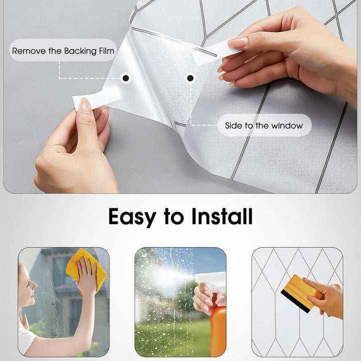 Coavas Window Films for Privacy, Frosted Glass Static Cling Window Stickers Non Adhesive, Decorative Window Coverings Sun Blocking Window Tint for Home Office Door 29.5 x 78.7 in, 75 x 200 cm - Just Closeouts Canada Inc.
