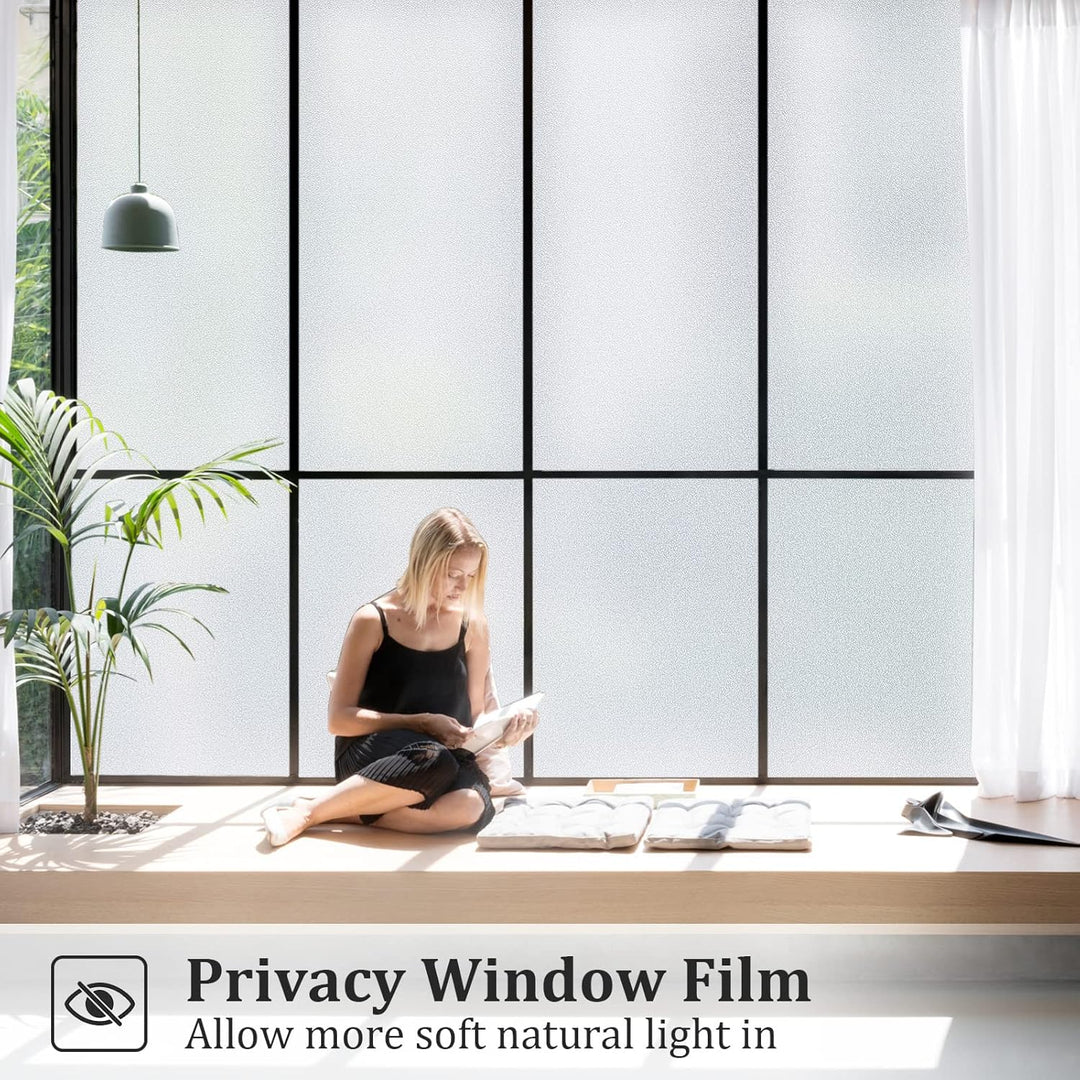 Coavas Window Films for Privacy Window Film Frosted Static Cling Non Adhesive Vinyl Sticker Sun Heat Blocking Window Coverings for Bathroom Home Office Door 11.8x78.7 Inch,30x200cm, Pure Frosted - Just Closeouts Canada Inc.