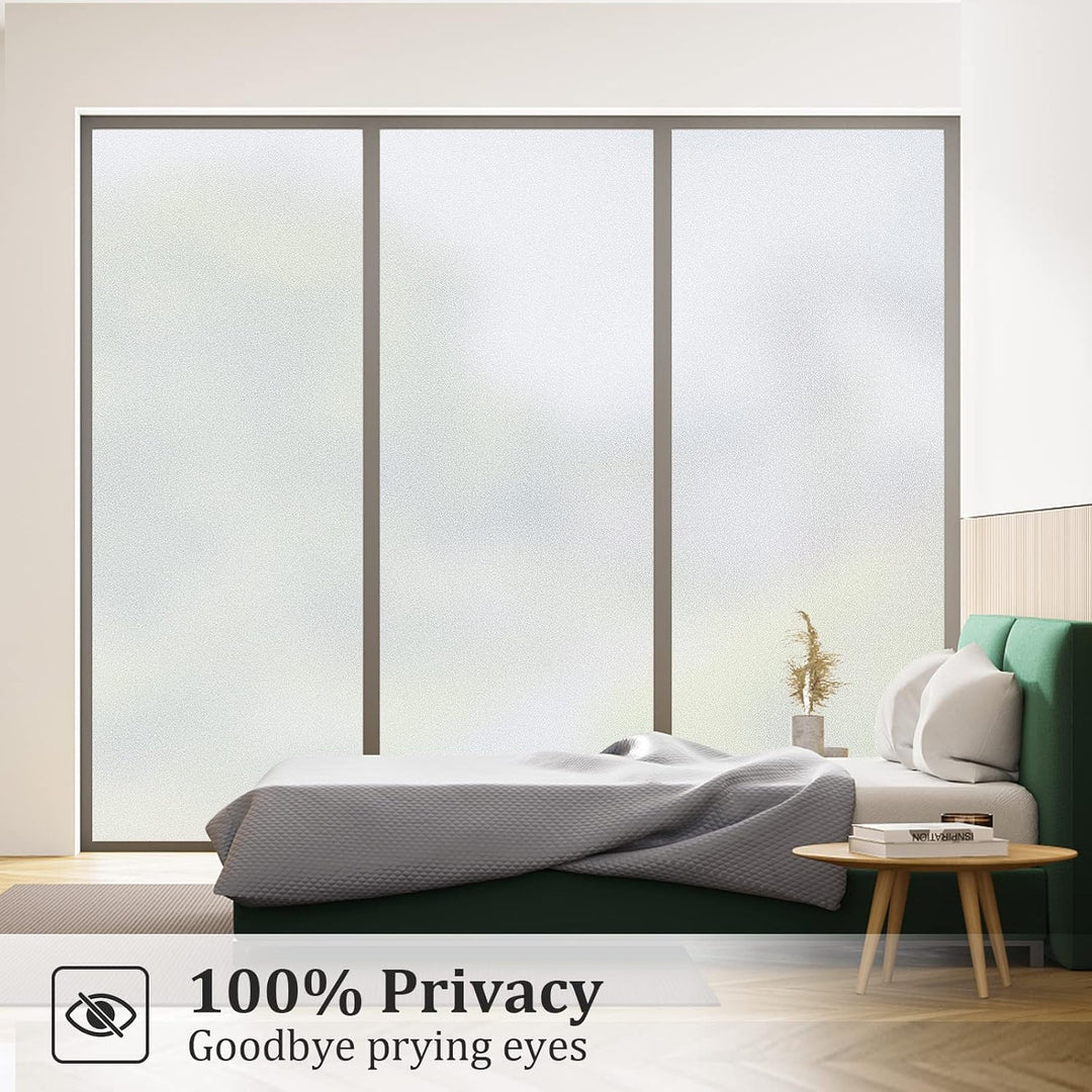 Coavas Window Films for Privacy Window Film Frosted Static Cling Non Adhesive Vinyl Sticker Sun Heat Blocking Window Coverings for Bathroom Home Office Door 23.6x118.1 Inch,60x300cm, Pure Frosted - Just Closeouts Canada Inc.