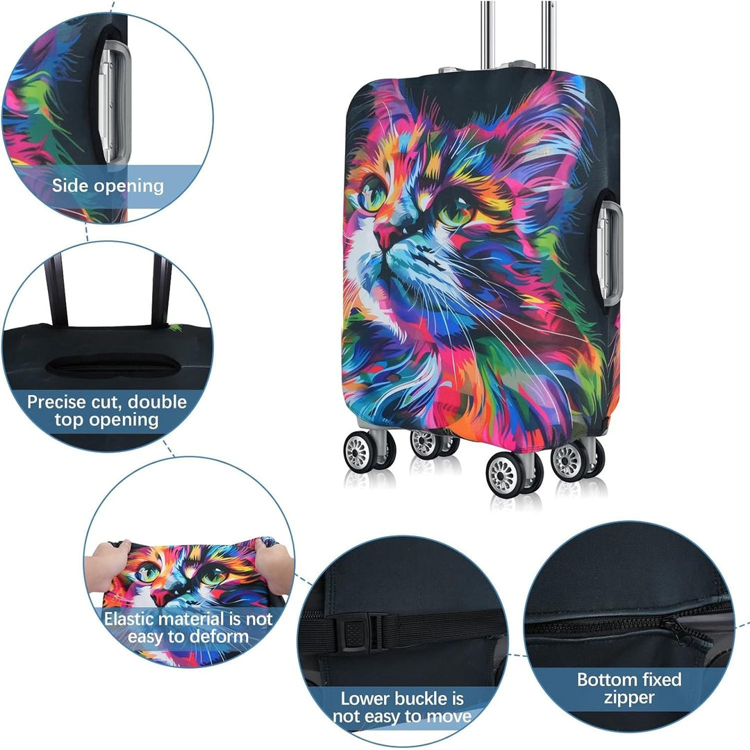 Colourful Cat-Print Stretch Luggage Cover, XL 29–32 in - Just Closeouts Canada Inc.