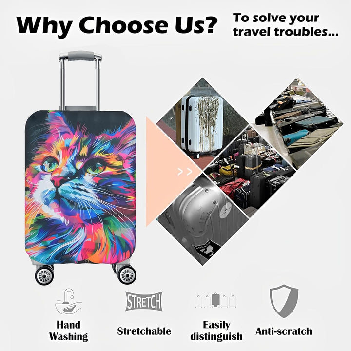 Colourful Cat-Print Stretch Luggage Cover, XL 29–32 in - Just Closeouts Canada Inc.
