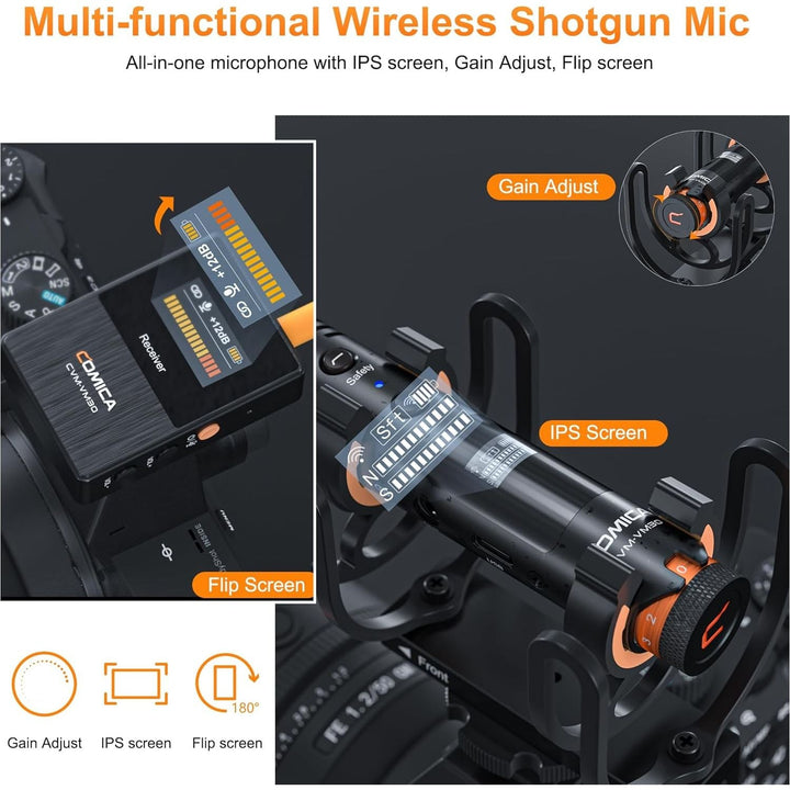 Comica VM30 Shotgun Microphone, with Wireless Modes, Digital/Analog Output, 75/150Hz, Super - Cardioid Universal Video Microphone for Filmmakers, Vloggers - Mic for Camera, Smartphone, and PC - Just Closeouts Canada Inc.