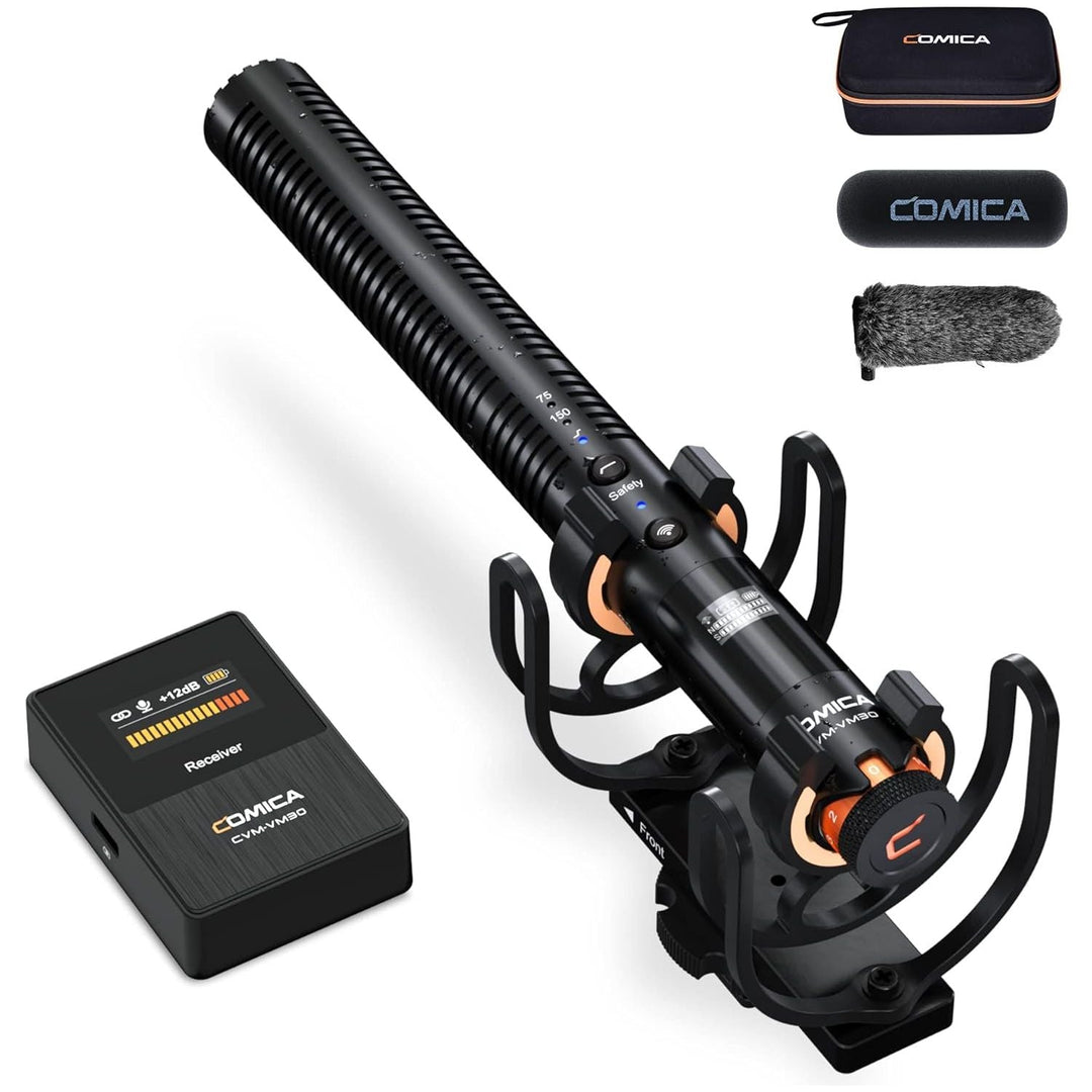 Comica VM30 Shotgun Microphone, with Wireless Modes, Digital/Analog Output, 75/150Hz, Super - Cardioid Universal Video Microphone for Filmmakers, Vloggers - Mic for Camera, Smartphone, and PC - Just Closeouts Canada Inc.