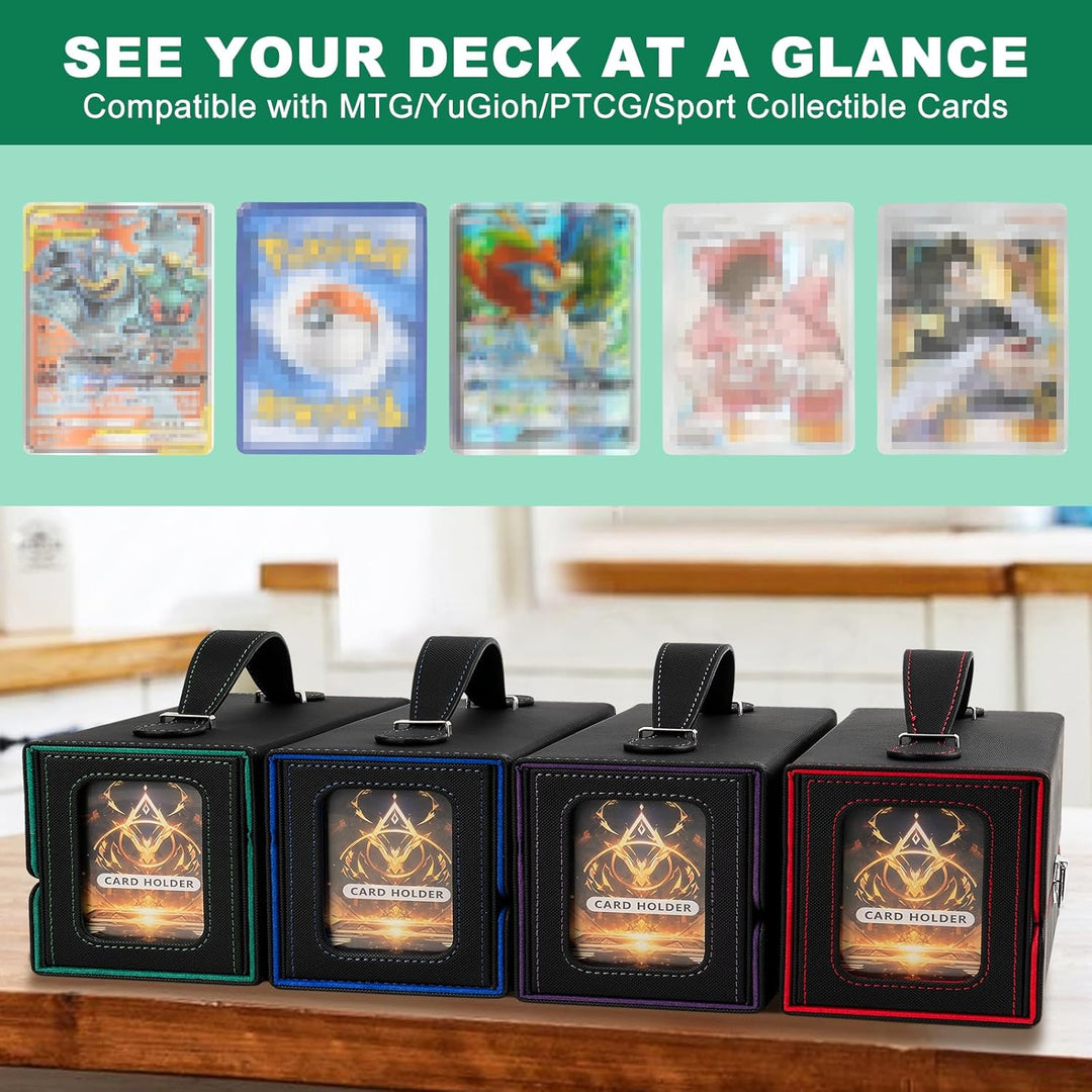 Commander Deck Box for MTG, 3 - in - 1 Card Deck Display Case with Portable Handle, TCG Card Storage Box, Holds 200+ Double - Sleeved Cards, Black&Green - Just Closeouts Canada Inc.X004SOJFVP