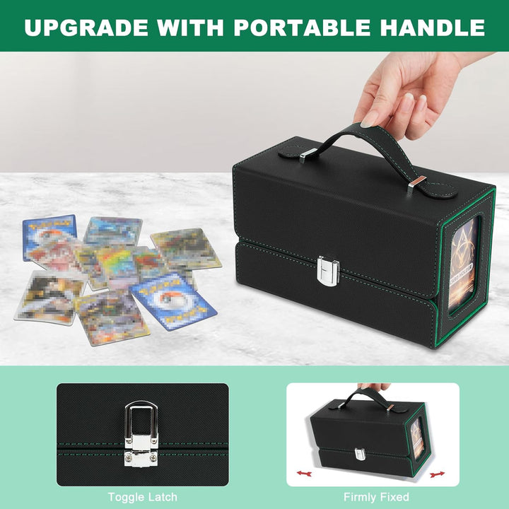 Commander Deck Box for MTG, 3 - in - 1 Card Deck Display Case with Portable Handle, TCG Card Storage Box, Holds 200+ Double - Sleeved Cards, Black&Green - Just Closeouts Canada Inc.X004SOJFVP