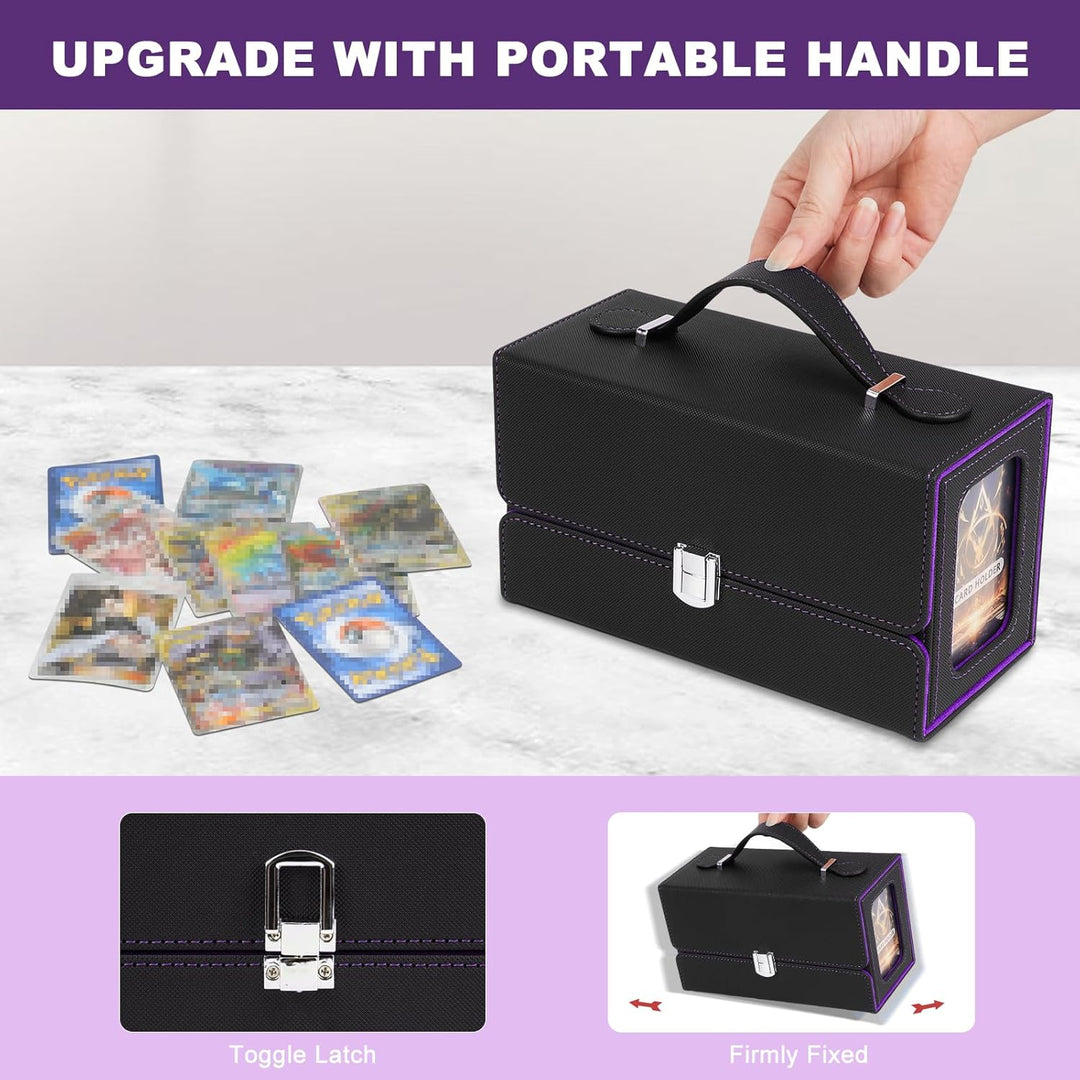 Commander Deck Box for MTG, 3 - in - 1 Card Deck Display Case with Portable Handle, TCG Card Storage Box, Holds 200+ Double - Sleeved Cards, Black&Purple - Just Closeouts Canada Inc.X004SOGWFH