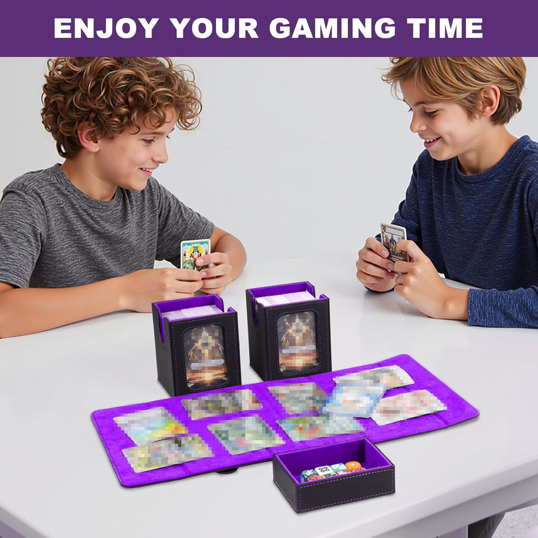 Commander Deck Box for MTG, 3 - in - 1 Card Deck Display Case with Portable Handle, TCG Card Storage Box, Holds 200+ Double - Sleeved Cards, Black&Purple - Just Closeouts Canada Inc.X004SOGWFH