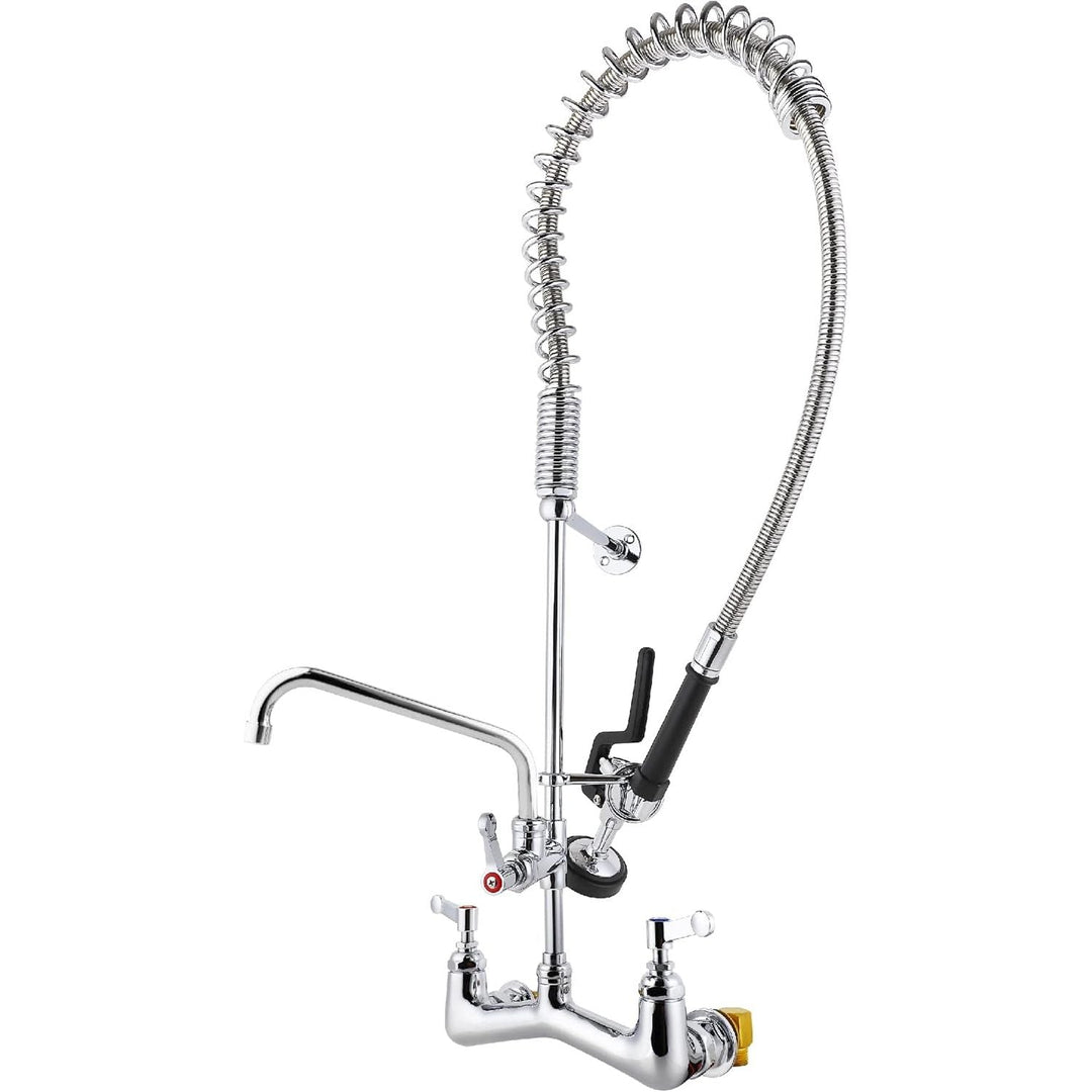 Commercial Faucet with Spray Valve 38" Wall Mount Commercial Kitchen Sink Faucet with Sprayer Pre Rinse Faucet with 10" Swing Spout Fit for Restaurant or Hotel Kitchen Sink - Just Closeouts Canada Inc.X003CLKCHL