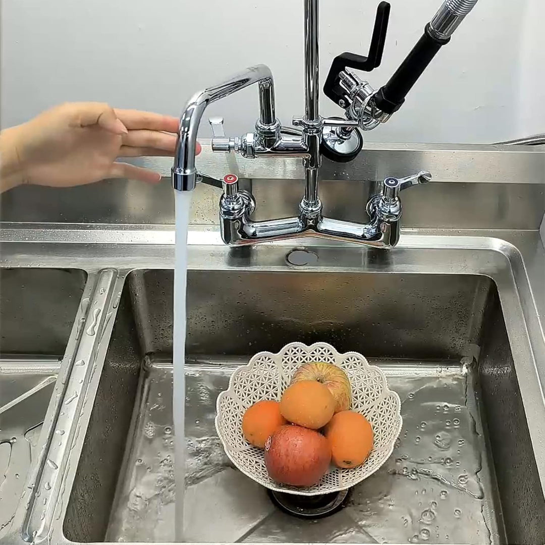 Commercial Faucet with Spray Valve 38" Wall Mount Commercial Kitchen Sink Faucet with Sprayer Pre Rinse Faucet with 10" Swing Spout Fit for Restaurant or Hotel Kitchen Sink - Just Closeouts Canada Inc.X003CLKCHL