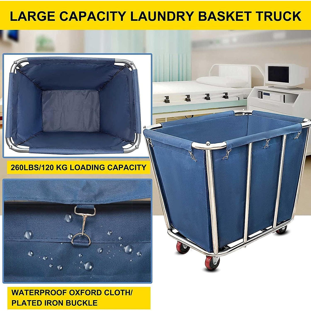 Commercial Laundry Cart with Wheels,350 L/10 Bushel Large Laundry Cart,Heavy Duty Stainless Steel Commercial Laundry Hampers Laundry Basket with Waterproof Lining,260 Lbs/120kg Load - Just Closeouts Canada Inc.