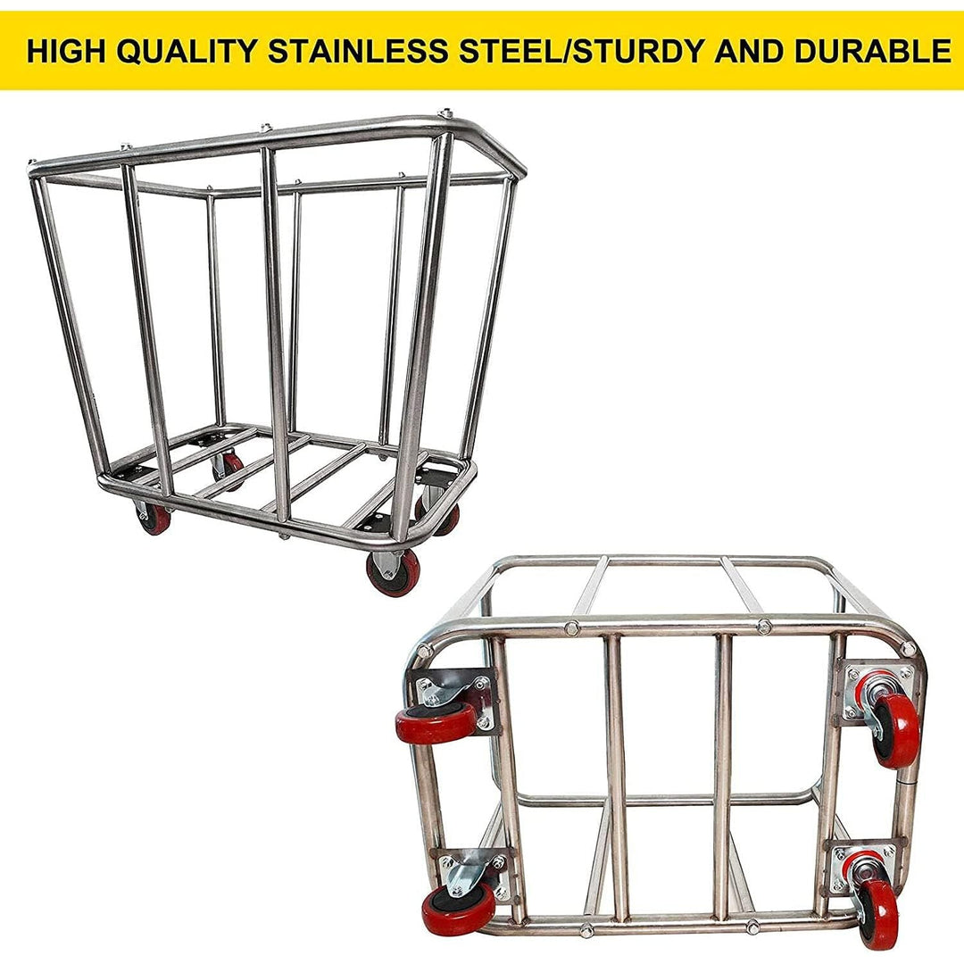 Commercial Laundry Cart with Wheels,350 L/10 Bushel Large Laundry Cart,Heavy Duty Stainless Steel Commercial Laundry Hampers Laundry Basket with Waterproof Lining,260 Lbs/120kg Load - Just Closeouts Canada Inc.