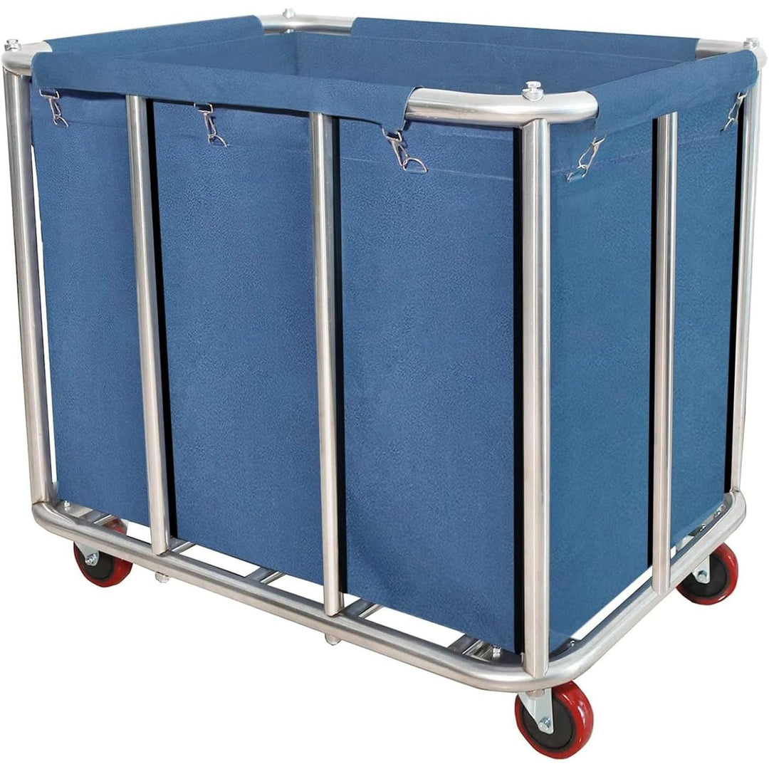 Commercial Laundry Cart with Wheels,400L Large Industrial Rolling Laundry Hamper,Home Heavy Duty Laundry Baskets with Stainless Steel Frame Detachable Lining, 130 Kg Load - Just Closeouts Canada Inc.