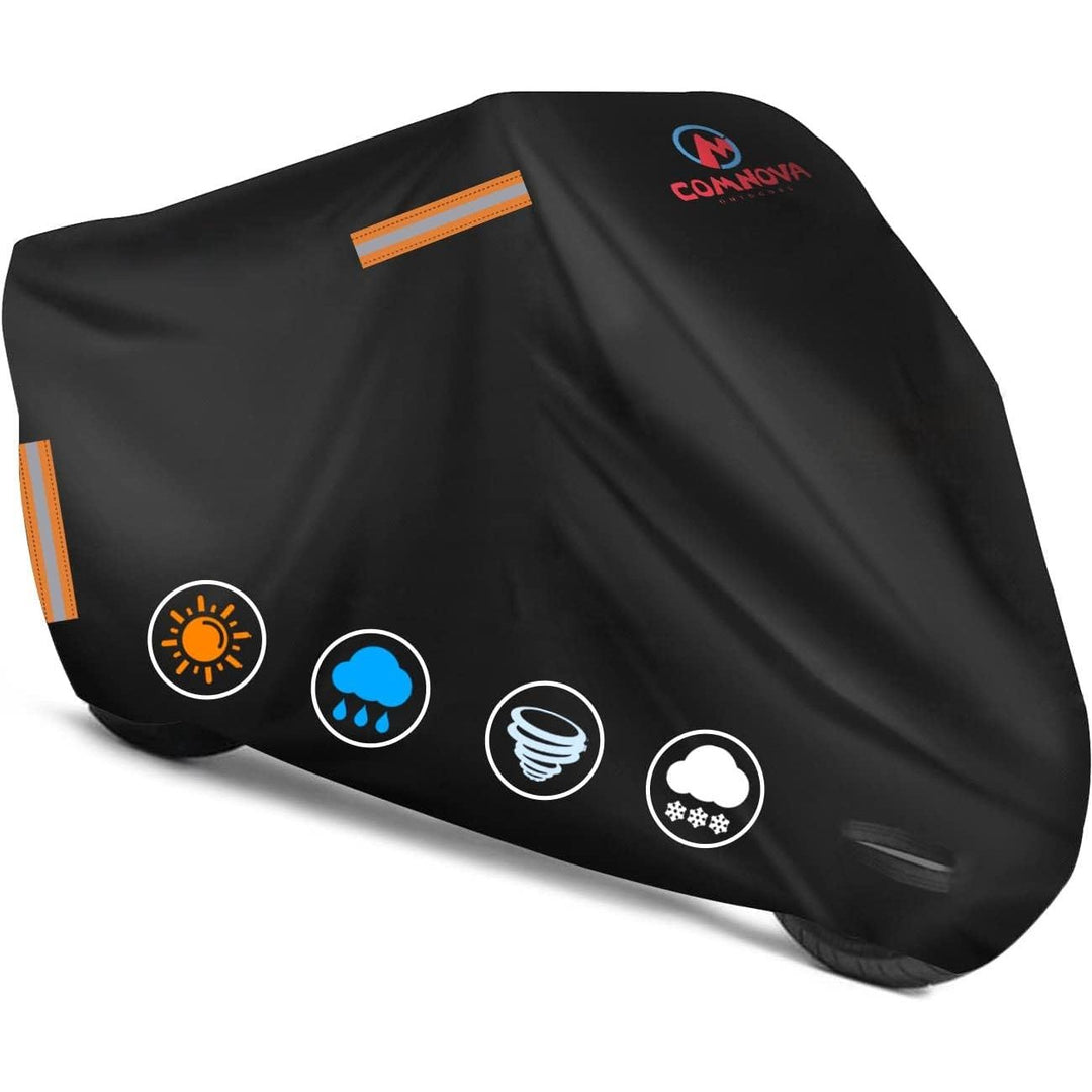 Comnova Motorcycle Cover 104 Inch, 600D Universal Motorcycles Cover Waterproof with Lock - Holes All Season, Large Motorbike Vehicle Scooter Cover for Harley Davidson, Honda, Suzuki, Kawasaki, Yamaha - Just Closeouts Canada Inc.