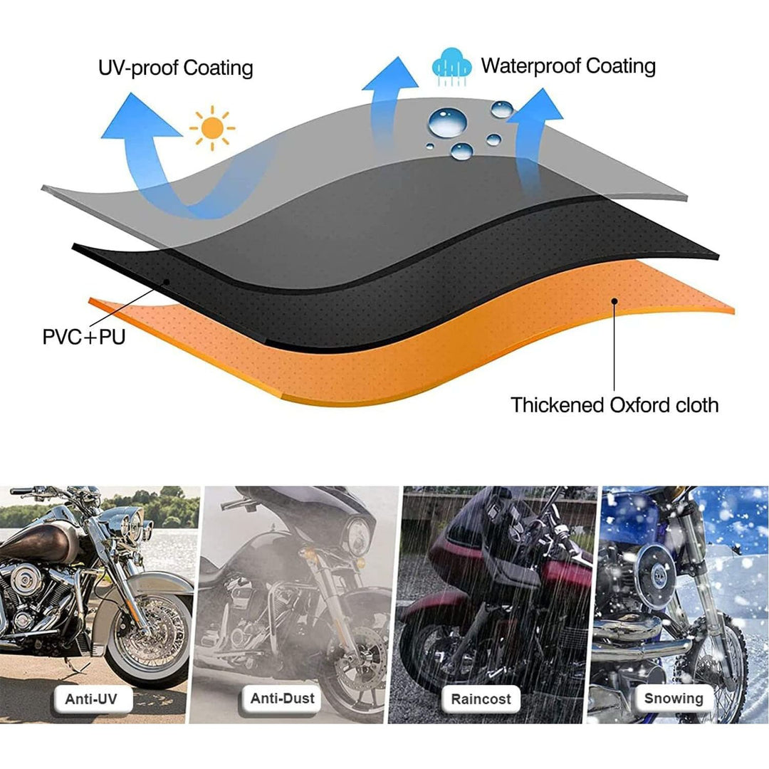 Comnova Motorcycle Cover 104 Inch, 600D Universal Motorcycles Cover Waterproof with Lock - Holes All Season, Large Motorbike Vehicle Scooter Cover for Harley Davidson, Honda, Suzuki, Kawasaki, Yamaha - Just Closeouts Canada Inc.