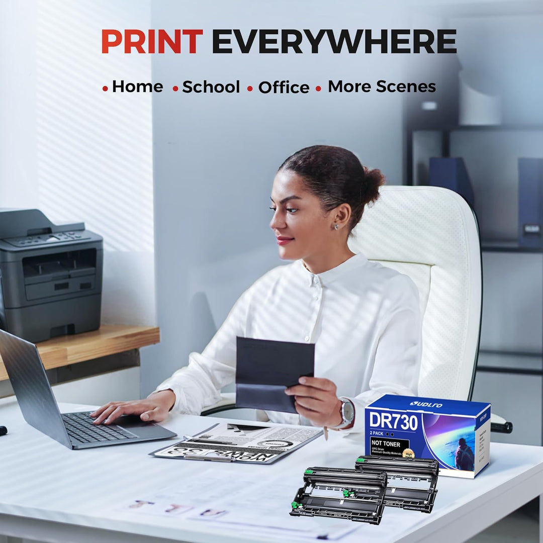 Compatible DR730 (Not Toner) Replacement for Brother Drum DR730 DR - 730 Compatible with MFC - L2750DW HL - L2370DW MFC - L2710DW HL - L2350DW DCP - L2550DW Printer (2 Pack, Black) - Just Closeouts Canada Inc.X004B5S9SV
