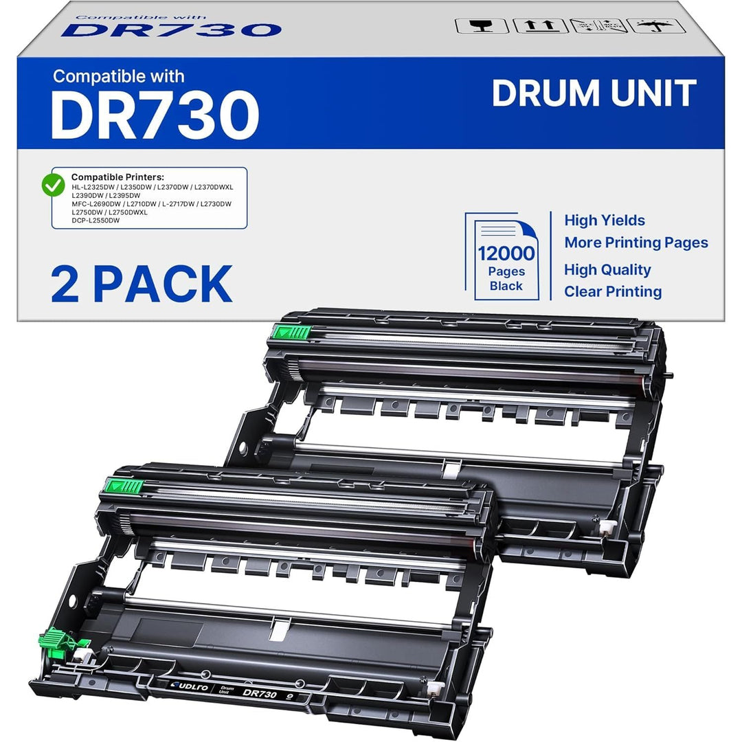Compatible DR730 (Not Toner) Replacement for Brother Drum DR730 DR - 730 Compatible with MFC - L2750DW HL - L2370DW MFC - L2710DW HL - L2350DW DCP - L2550DW Printer (2 Pack, Black) - Just Closeouts Canada Inc.X004B5S9SV