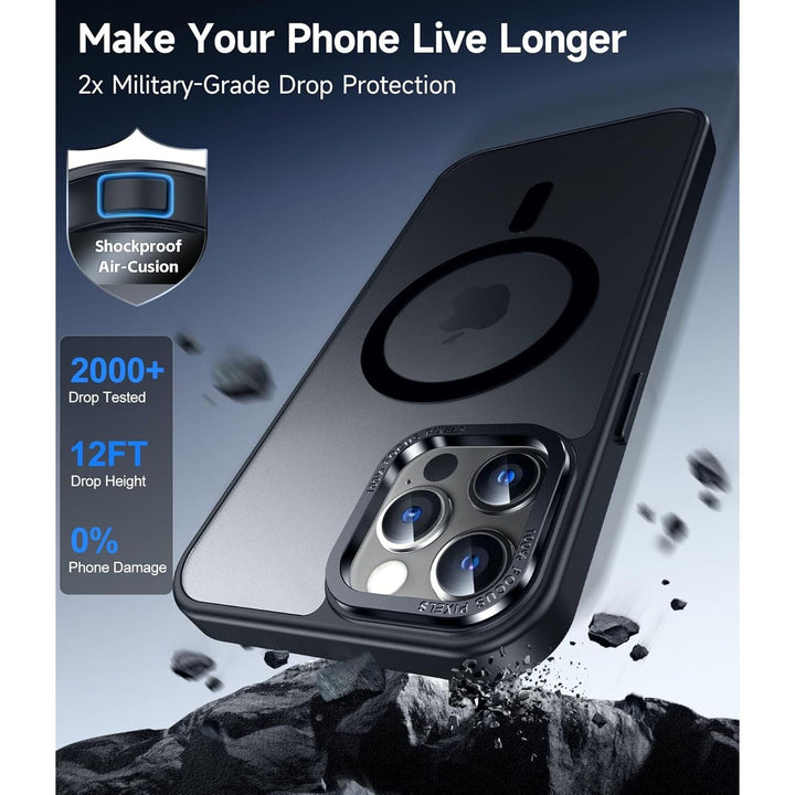 Compatible for iPhone 12 Pro Max Case: 2PCS Glass Screen Protector, Effortless Buttons, Strong Magnetic Slim Magic Shockproof Cell Phone Case/Coque/Etui for 12promax/ iphone12promax, Black - Just Closeouts Canada Inc.X004T34U51