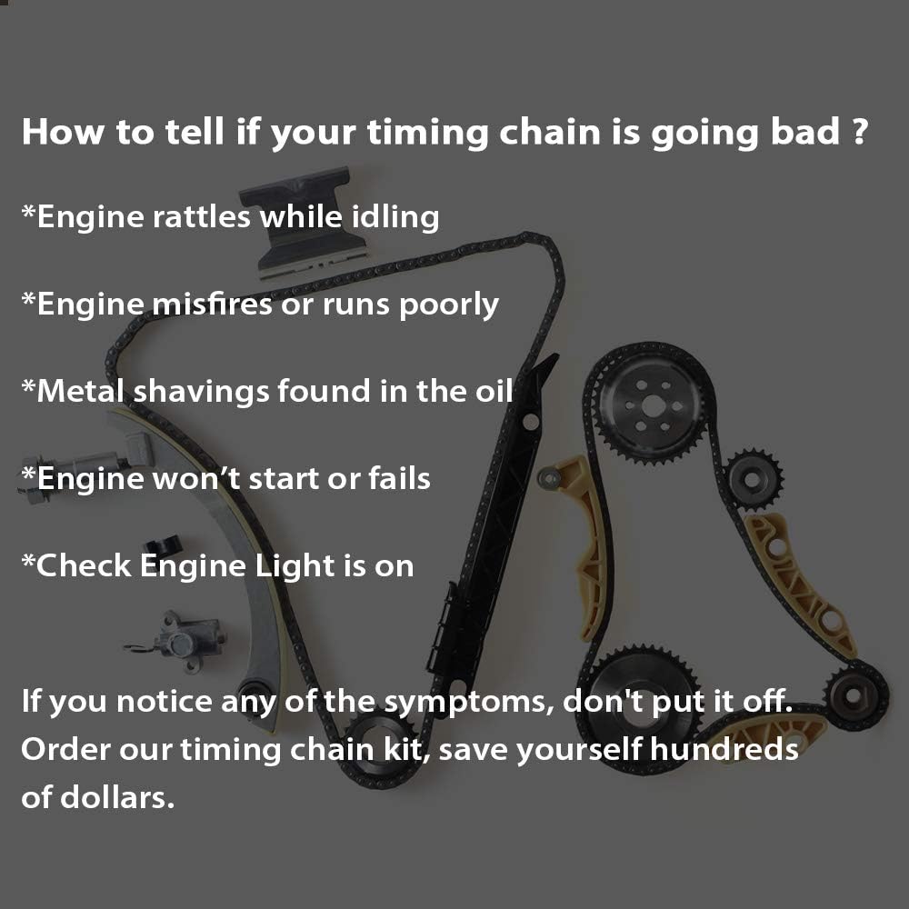 Compatible with Engine Timing Chain Kit With Chain Guide Tensioner Sprocket 12680750 94201S for Chevy GMC Pontiac Saab Saturn 2.0L 2.2L 2.4L L4 - Just Closeouts Canada Inc.