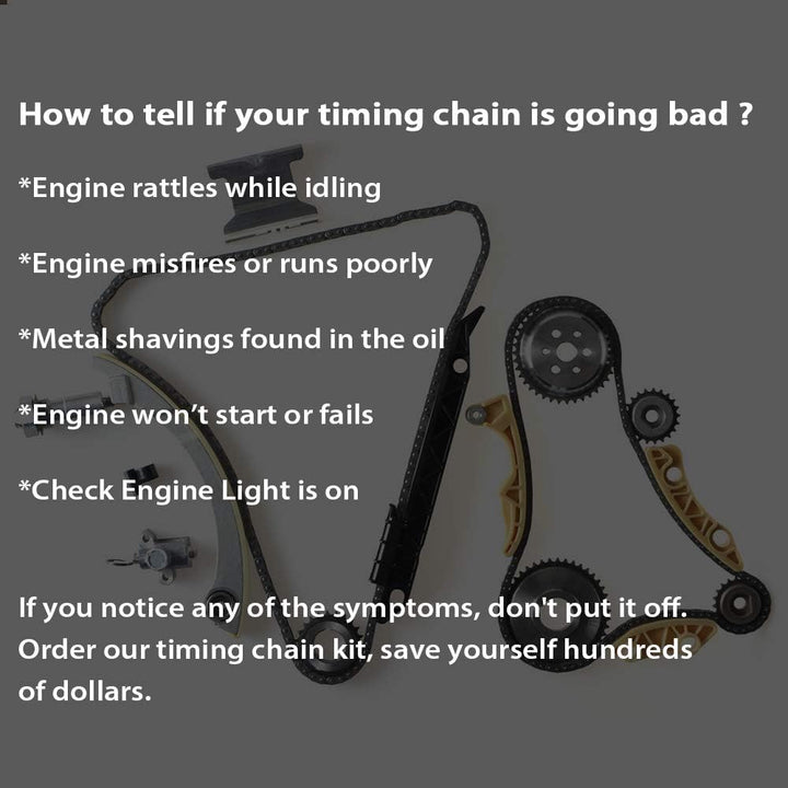 Compatible with Engine Timing Chain Kit With Chain Guide Tensioner Sprocket 12680750 94201S for Chevy GMC Pontiac Saab Saturn 2.0L 2.2L 2.4L L4 - Just Closeouts Canada Inc.